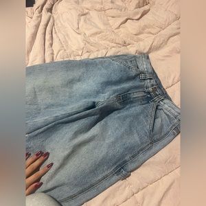 John Galt wide leg jeans. High ish waist and light wash. Size small 23”- 25”
